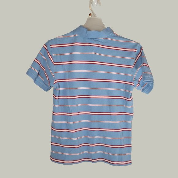 Tommy Hilfiger Polo Shirt Mens Short Sleeve Blue Striped Size Large - Picture 3 of 3